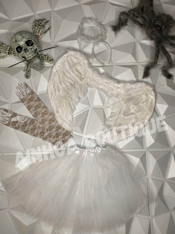 Set Angel Blanco con alas con plumas