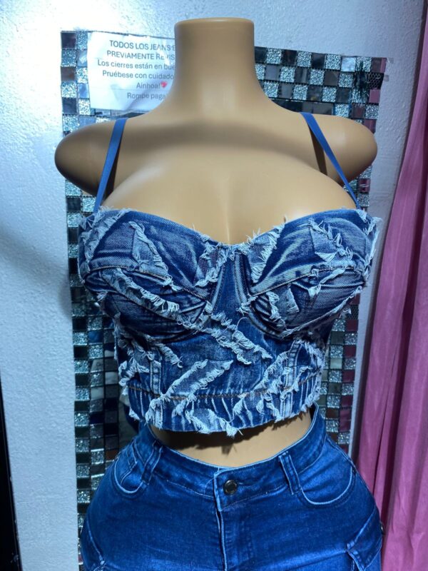 Bustier Mezclilla Efecto Rasgado