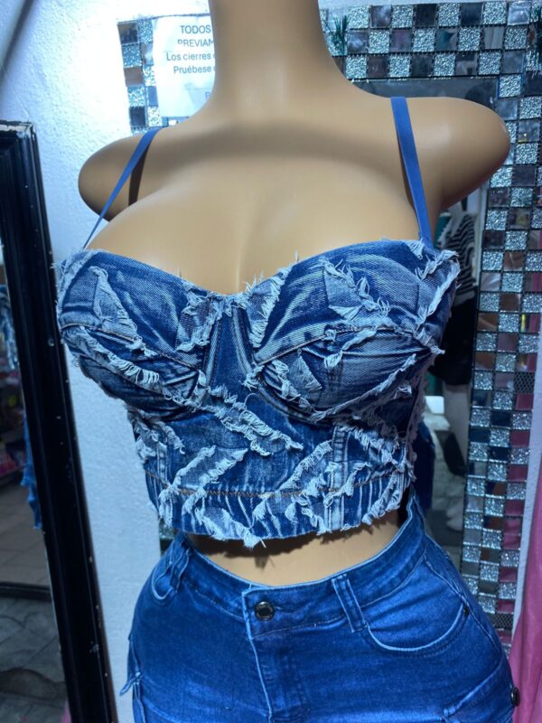 Bustier Mezclilla Efecto Rasgado - Imagen 3