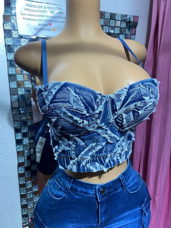 Bustier Mezclilla Efecto Rasgado - Imagen 4